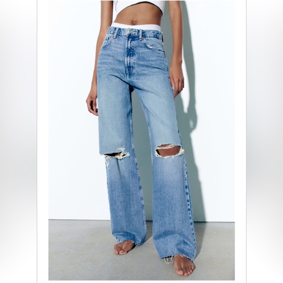 NWT Zara distressed Mia straight light wash 5 pocket classic size 2 - Picture 7 of 7
